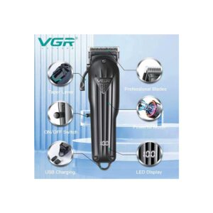 ماكينة تشذيب الشعر V-282 الاحترافية القابلة للشحن أسود