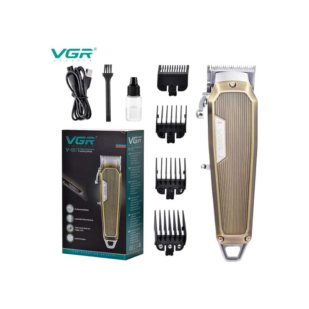 ماكينة حلاقة وتشذيب الشعر كهربائية وقابلة للتعديل للرجال من في جي ار V667 - الصورة 3