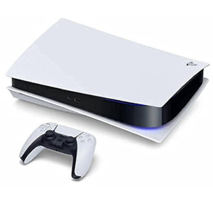 جهاز Sony PlayStation 5 Disc Edition (المعروف بنسخة الـ CD أو الأقراص) يتميز بوجود محرك أقراص مدمج، مما يمنحه شكلاً مختلفاً قليلاً عن النسخة الرقمي