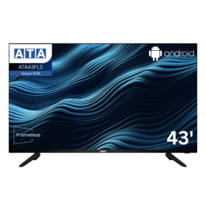 شاشة عطا 43 بوصة سمارت LED بدقة Full HD بدون فريم (ATA43FLS) – بنظام أندرويد متكامل واستقبال واي فاي