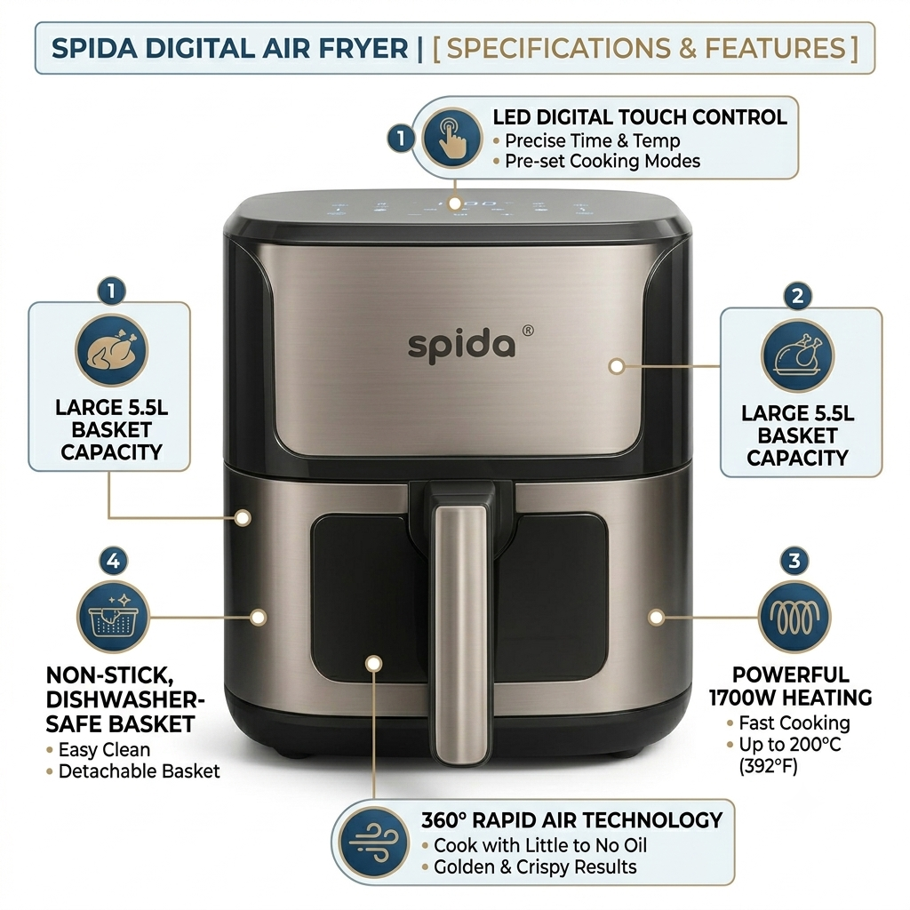 قلاية سبيدا ديجيتال 7 لتر 1800 واط – SPD-CL503 - الصورة 3